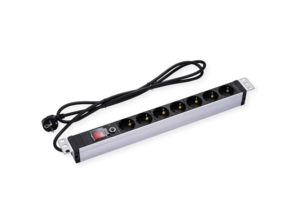 VALUE 7-WAY PDU SOCKET, 45, 19" 1UH, 45, WITH OVERLOAD PROTECTION, 2M
