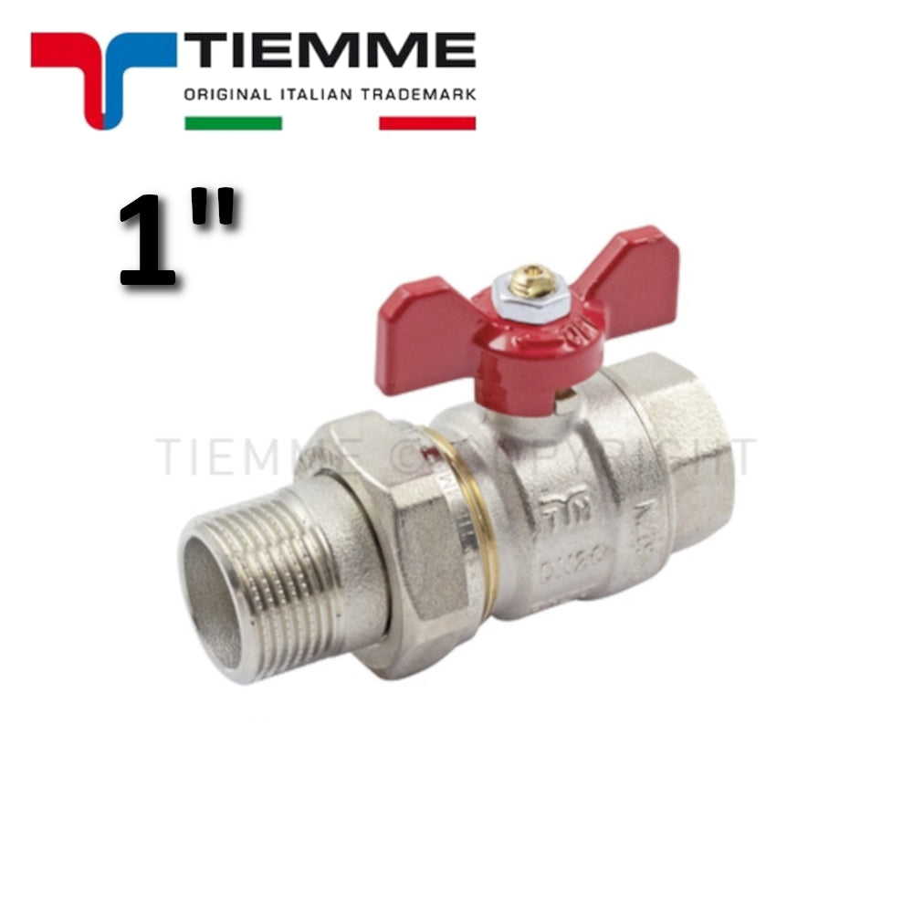 1'' MF ball valve with red butterfly lever fitting