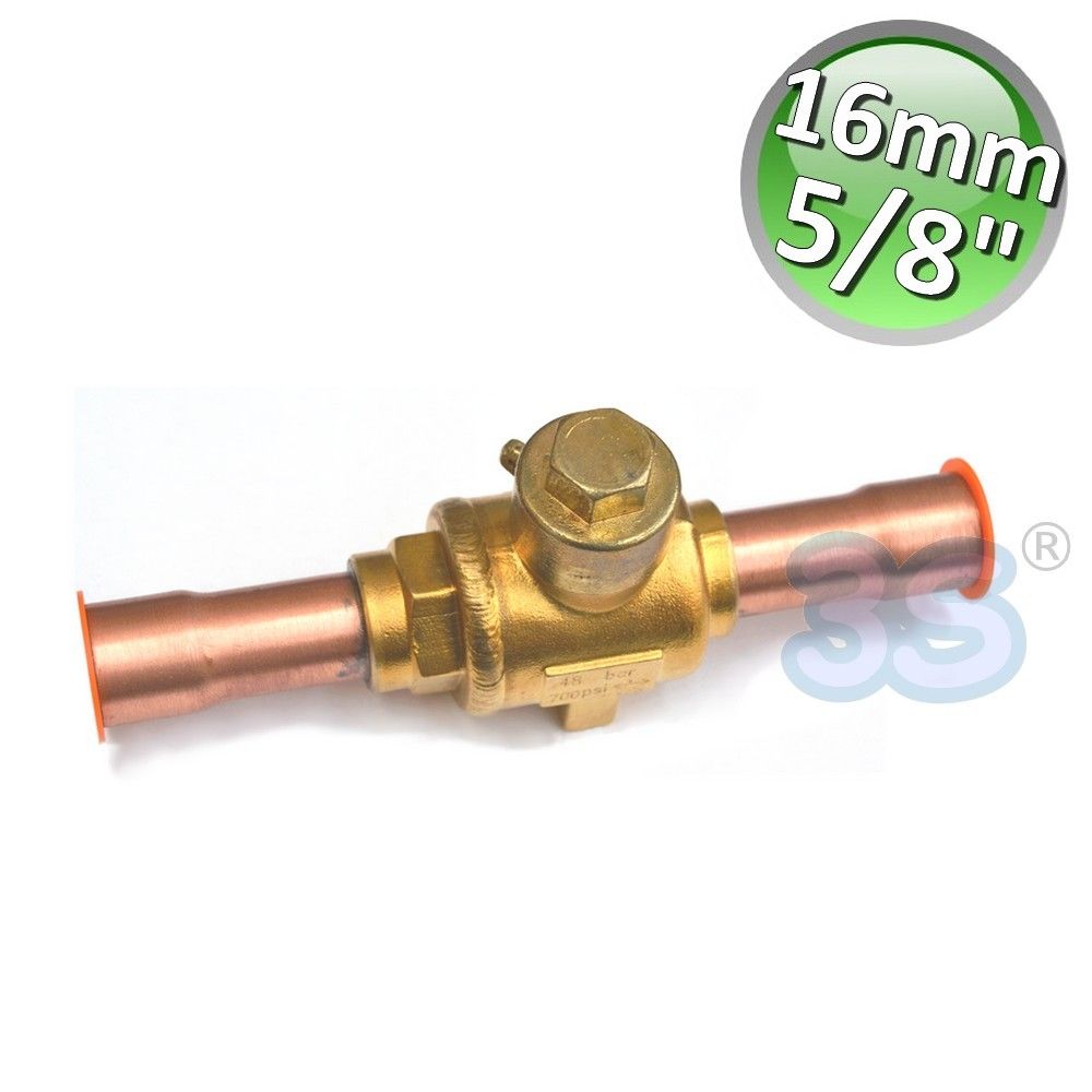 Valvola a sfera 16 mm - 5/8'' biflusso in rame