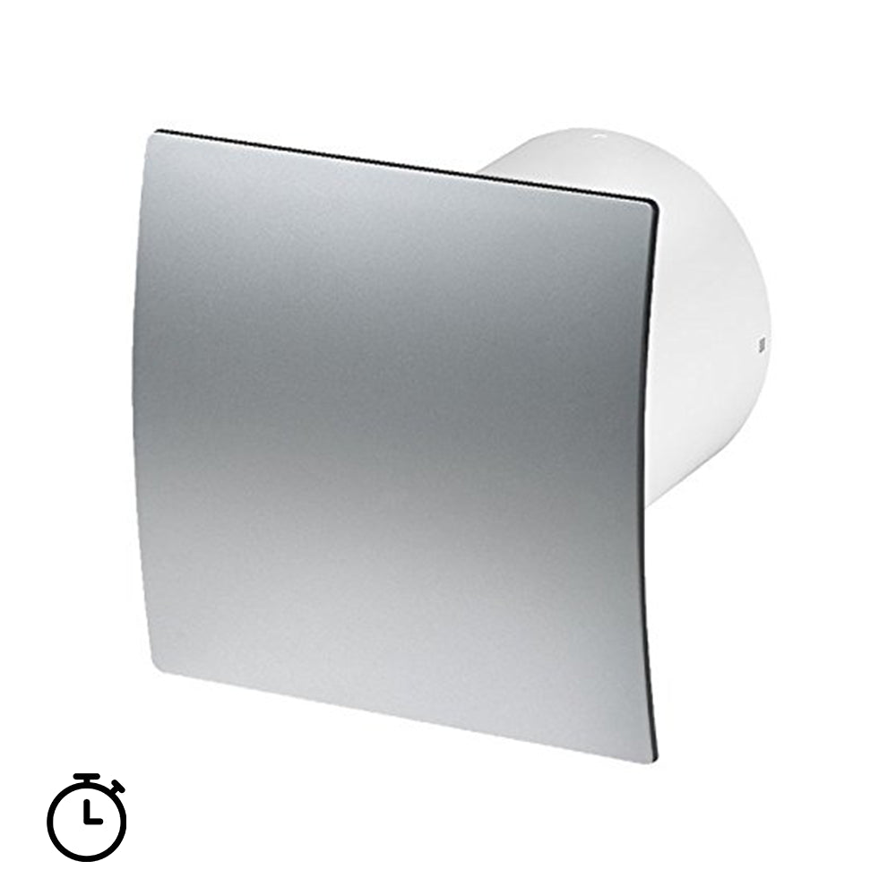 Ø 100mm domestic extractor fan with TIMER - satin chrome faceplate