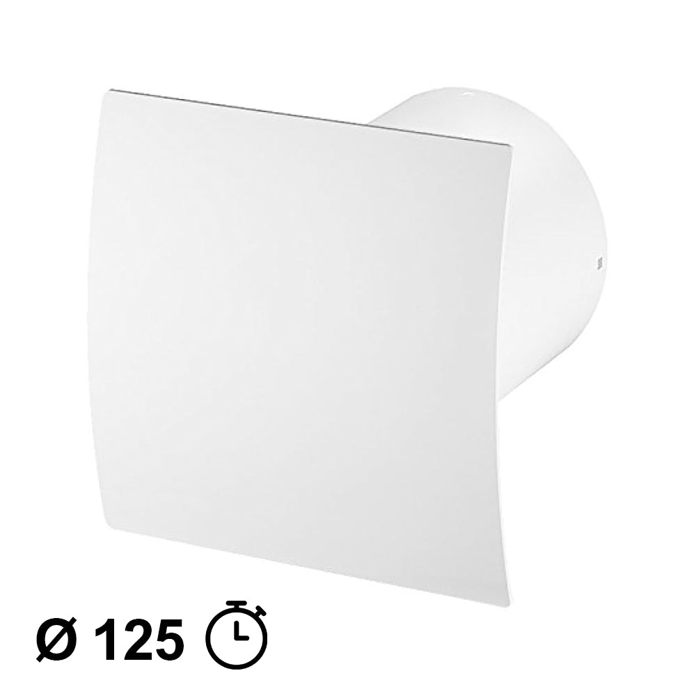 Ø 125mm domestic extractor fan with timer - white faceplate