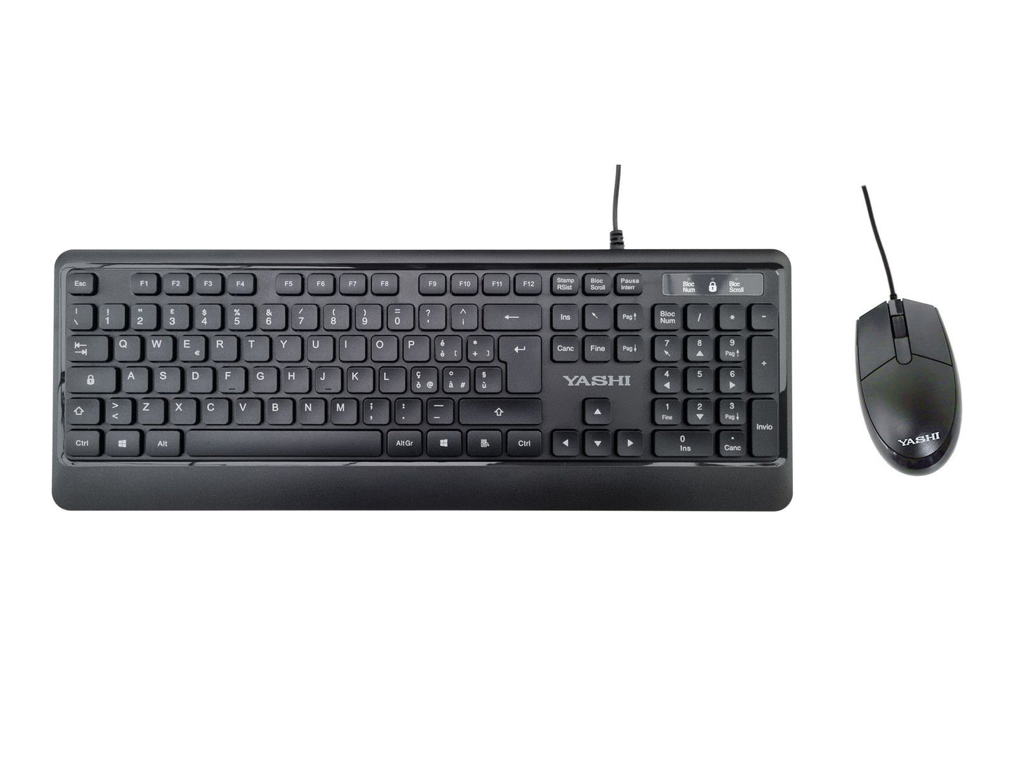 YASHI TASTIERA E MOUSE USB KIT, SOFT, NERO, ITA