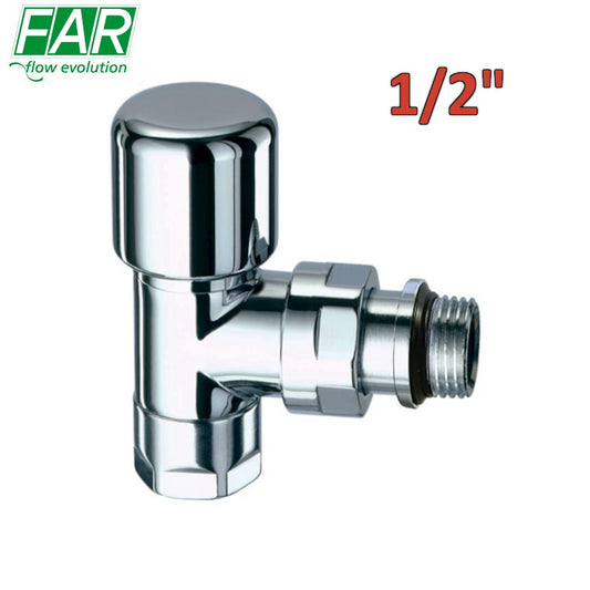 0108 - valvola cromata TOPFAR 1/2'' termostatizzabile a squadra attacco rame o multistrato - FAR