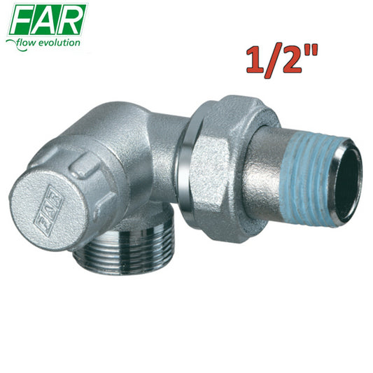 1117 - Detentore 1/2'' ad angolo doppia squadra DX attacco rame - FAR