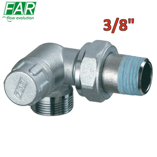 1117 - Detentore 3/8'' ad angolo doppia squadra DX attacco rame - FAR