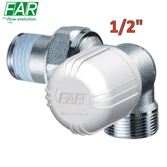 1616 - valvola 1/2'' termostatizzabile doppia squadra ad angolo sinistro comando verticale attacco rame - FAR