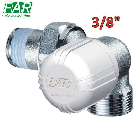 1616 - valvola 3/8'' termostatizzabile doppia squadra ad angolo sinistro comando verticale attacco rame - FAR