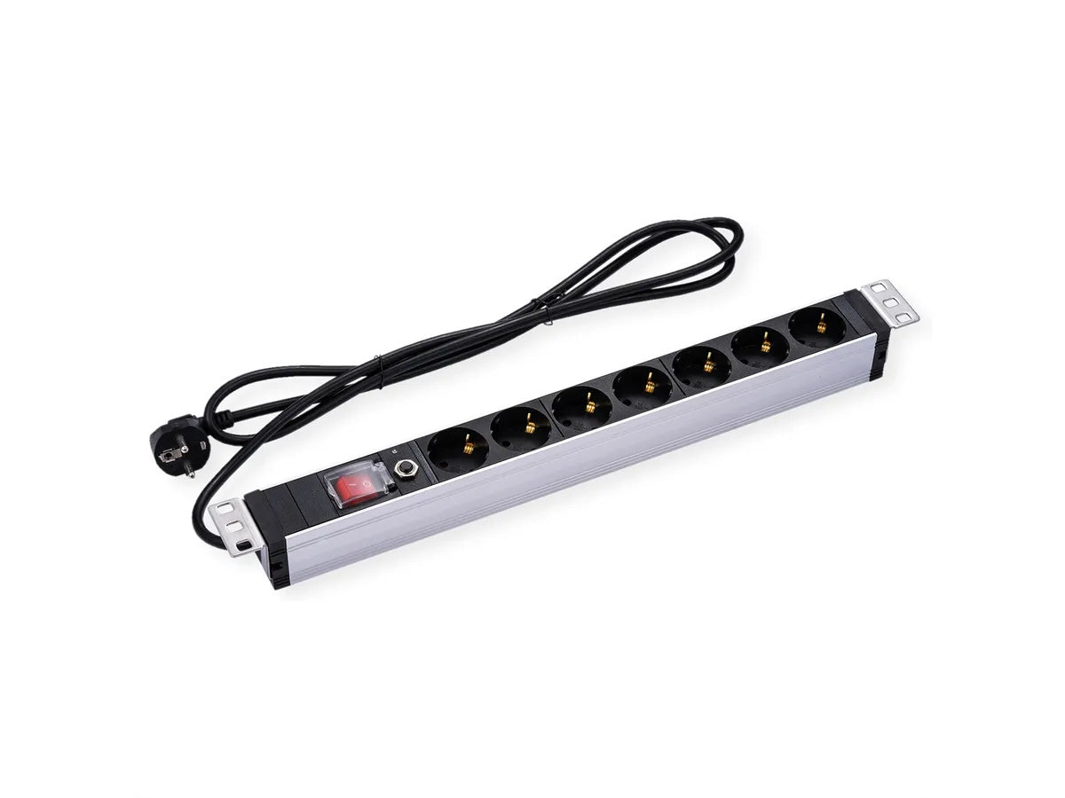 VALUE PRESA PDU A 7 VIE, 45, 19" 1UH, 45, CON PROTEZIONE DA SOVRACCARICO, 2M
