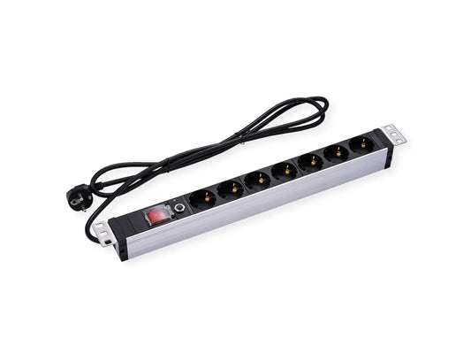VALUE PRESA PDU A 7 VIE, 45, 19" 1UH, 45, CON PROTEZIONE DA SOVRACCARICO, 2M