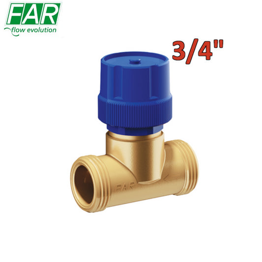 3087 - VALVOLA DI ARRESTO A PISTONE 2 VIE GIALLA 3/4'' MASCHIO - FAR