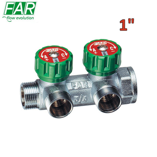3825 - collettore 1'' a 2 vie multifar con rubinetti d'arresto - FAR