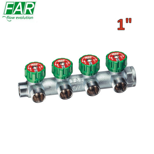 3825 - collettore 1'' a 4 vie multifar con rubinetti d'arresto - FAR