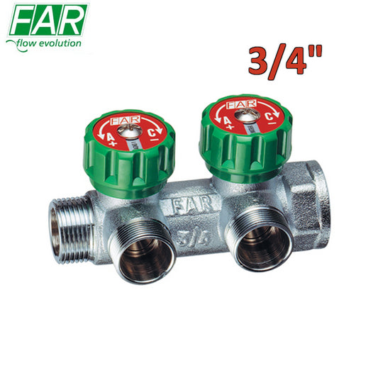 3825 - collettore 3/4'' a 2 vie multifar con rubinetti d'arresto - FAR