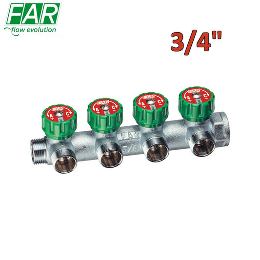 3825 - collettore 3/4'' a 4 vie multifar con rubinetti d'arresto - FAR