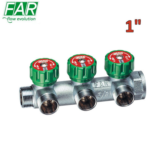 3850 - collettore 1'' a 3 vie multifar con rubinetti d'arresto - FAR