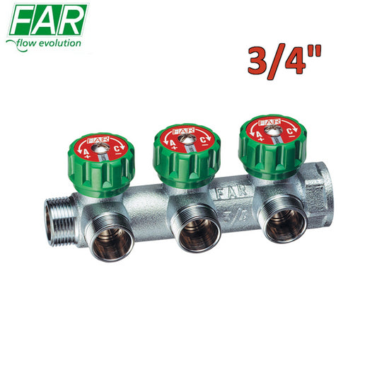 3850 - collettore 3/4'' a 3 vie multifar con rubinetti d'arresto - FAR