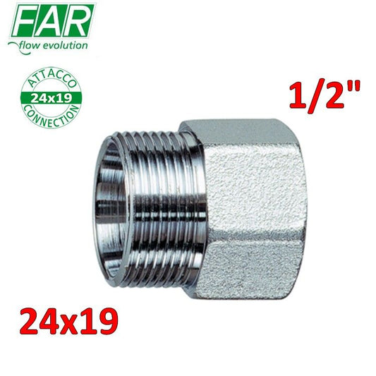 5060 - Niplex raccordo dritto femmina cromo opaco 1/2'' x 24x19 - FAR