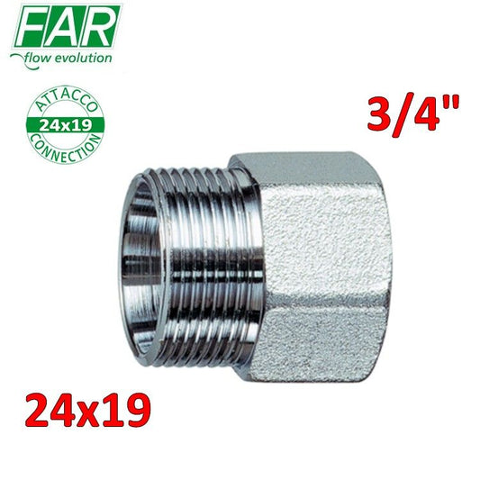 5060 - Niplex raccordo dritto femmina cromo opaco 3/4'' x 24x19 - FAR