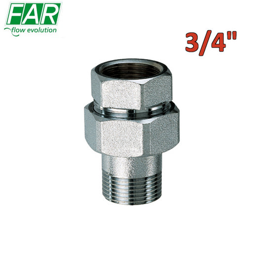 5150 - bocchettone 3/4'' raccordo 3 pezzi diritto in ottone cromo opaco