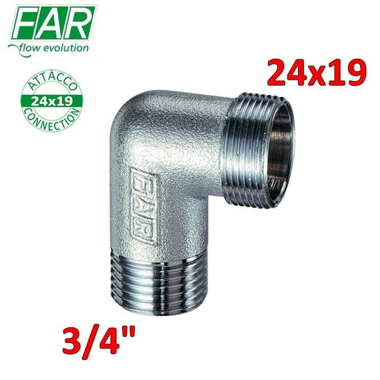 5260 - Gomito maschio curva cromo opaco 3/4'' x 24x19 - FAR