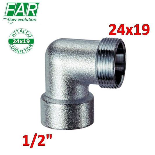 5310 - gomito cromo opaco femmina 1/2'' x maschio 24x19 - FAR