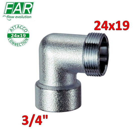 5310 - gomito cromo opaco femmina 3/4'' x maschio 24x19 - FAR