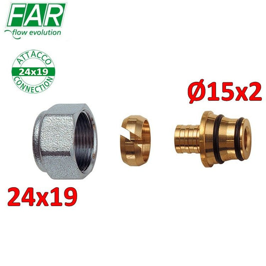 6052 - Adattatore 24x19 per tubo in plastica Ø 15x2 mm - FAR