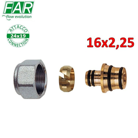 6055 - adattatore 24x19 per tubo multistrato Ø 16 x spessore 2,25 mm , di tenuta a compressione - FAR