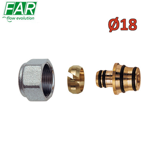 6055 - adattatore 24x19 per tubo multistrato Ø 18 x spessore 2 mm , di tenuta a compressione - FAR