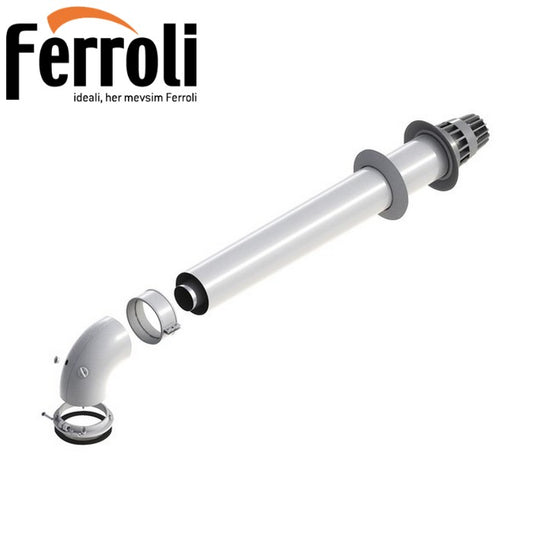 Kit completo aspirazione aria scarico fumi coassiale ? 60/100mm orizzontale per scadabagno camera stagna