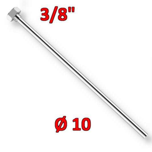 Tubetto in rame cromato ? 10 mm - con cartella e dado 3/8'' in ottone  L. 30 cm