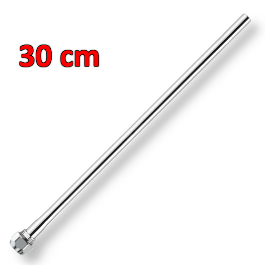 Tubetto di prolunga in rame ?10 x 30 cm con calotta conica cromato