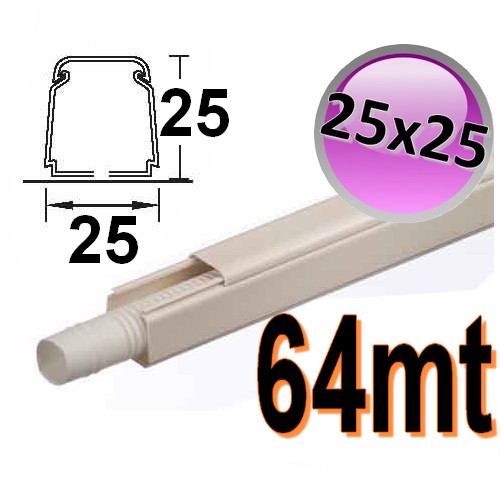 Canalina 25x25 mm per cavi elettrici e tubo condensa - scatola 64 mt