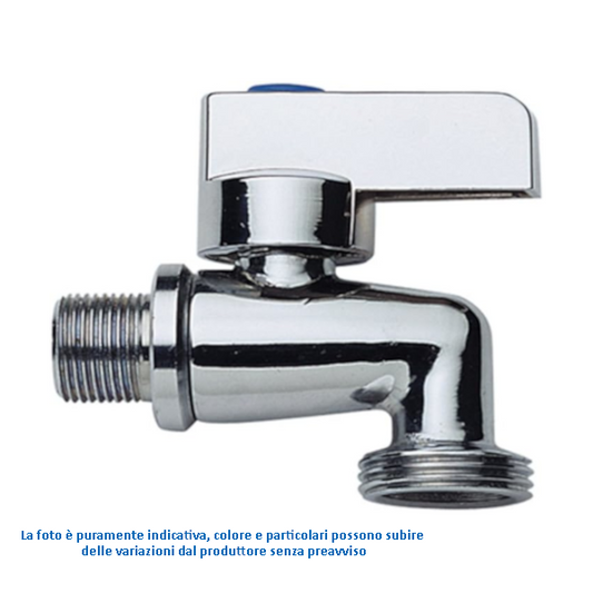 Rubinetto lavatrice a sfera prolungato  1/2'' x 3/4'' cromato