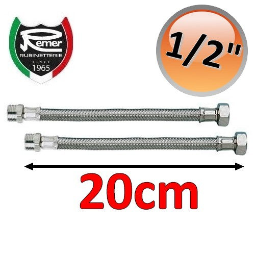 Coppia tubi flessibili acqua FLEXITALY 20cm - 1/2' maschio femmina