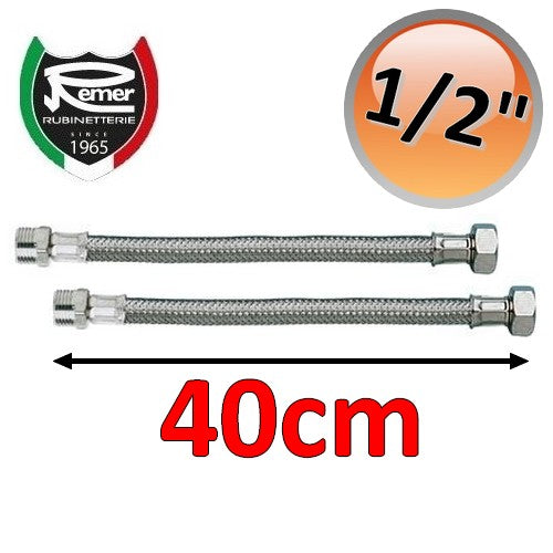 Coppia tubi flessibili acqua FLEXITALY 40cm - 1/2 maschio femmina