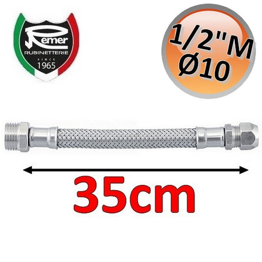 Tubo flessibile acqua FlexItaly 35 cm - 1/2'' maschio x ? 10 mm bicono