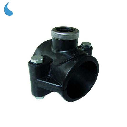 Presa a staffa ? 25 mm x 1/2'' con anello di rinforzo inox filettato femmina- stringere in polipropilene