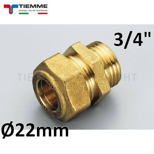 Bicono raccordo a compressione per tubo in rame - maschio 3/4'' x ? 22 mm