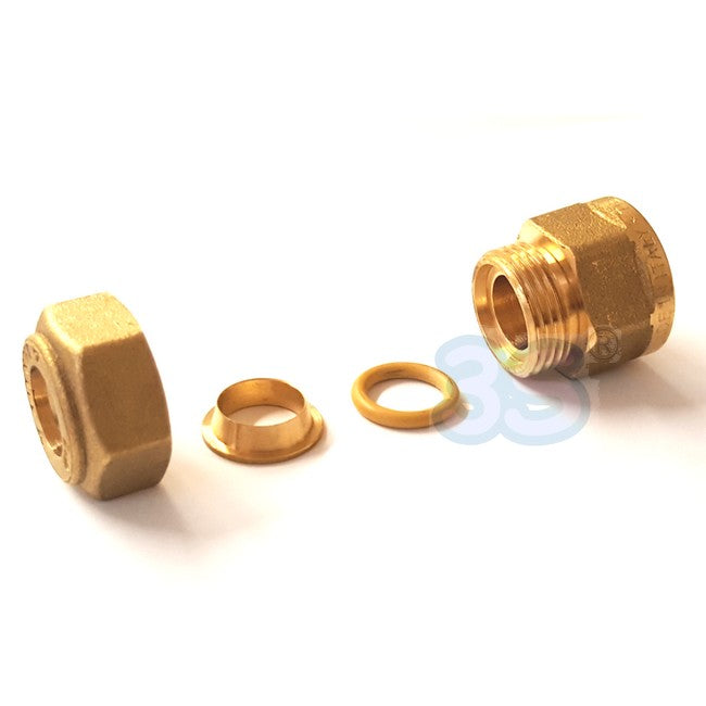 Bicono raccordo a compressione per tubo in rame - femmina 1/2'' x ? 18 mm