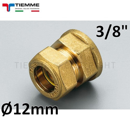 Bicono raccordo a compressione per tubo in rame - femmina 3/8'' x ? 12 mm