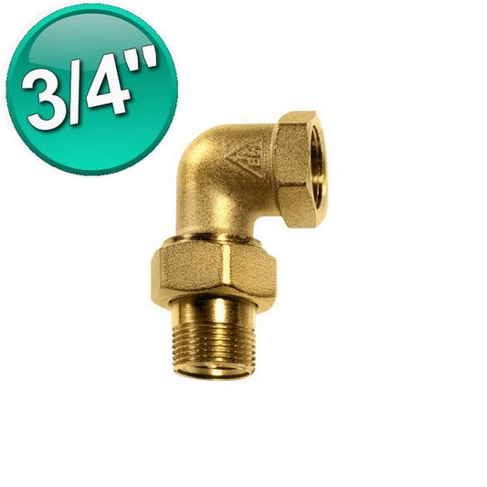 Raccordo a bocchettone curvo M-F da 3/4'' con sede conica