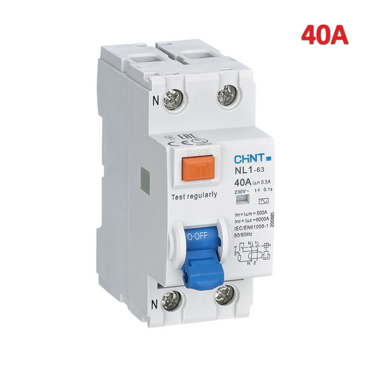 Interruttore differenziale puro bipolare 2X40 Ampere NL1 30mA 6 kA
