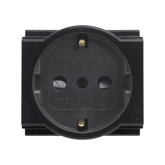 Presa Unel di Sicurezza 2P+T.Std It/D 10/16A Nero compatibile con Bticino Living Classic - Feb Elettrica
