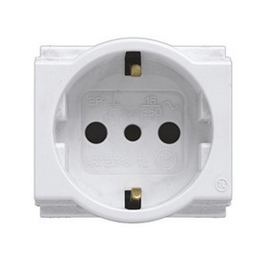 Presa Unel di Sicurezza 2P+T.Std It/D 10/16A Bianco compatibile con Bticino Living Classic - Feb Elettrica