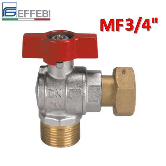 Valvola a sfera ASTER ACS per acqua - maschio 3/4'' con girello Femmina 3/4'' a squadra