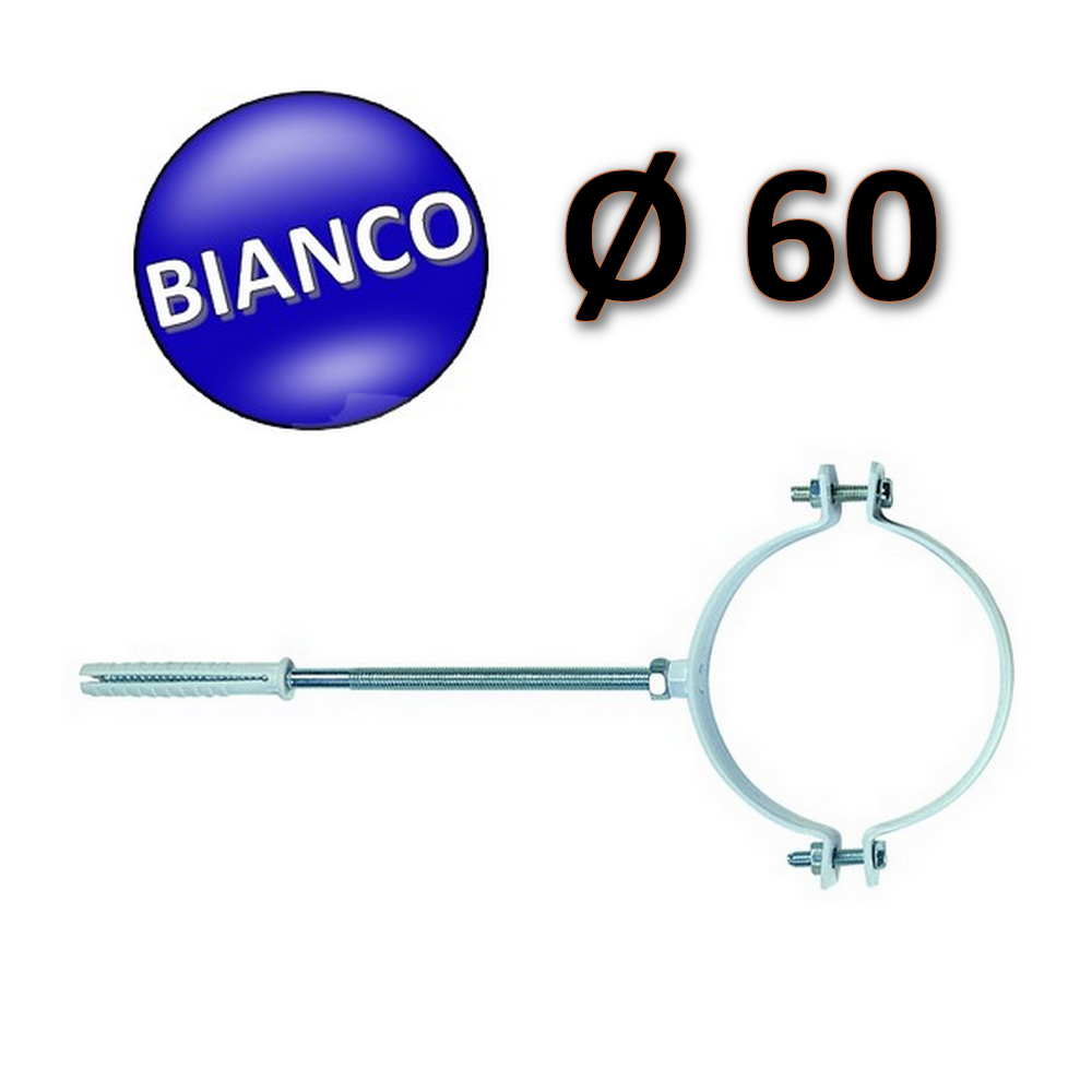 Collare in acciaio verniciato bianco ? 60 con vite e tassello