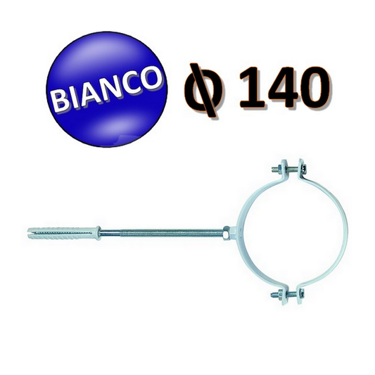 Collare in acciaio verniciato bianco D.140 con vite e tassello