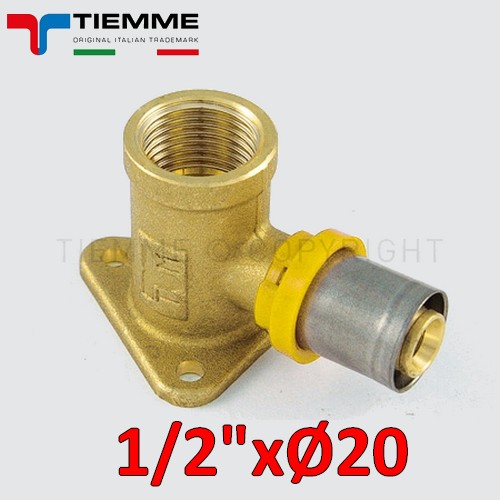 Multistrato per gas - raccordo curvo gomito femmina con flangia 1/2'' x ? 20 mm