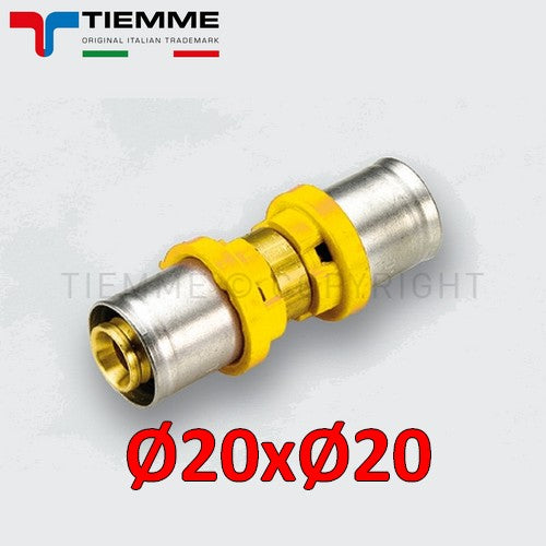 Multistrato per gas - raccordo dritto doppio giunto manicotto ? 20 mm